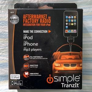 Integration system for iPod/iPhone/MP3 player with FM car stereo system.